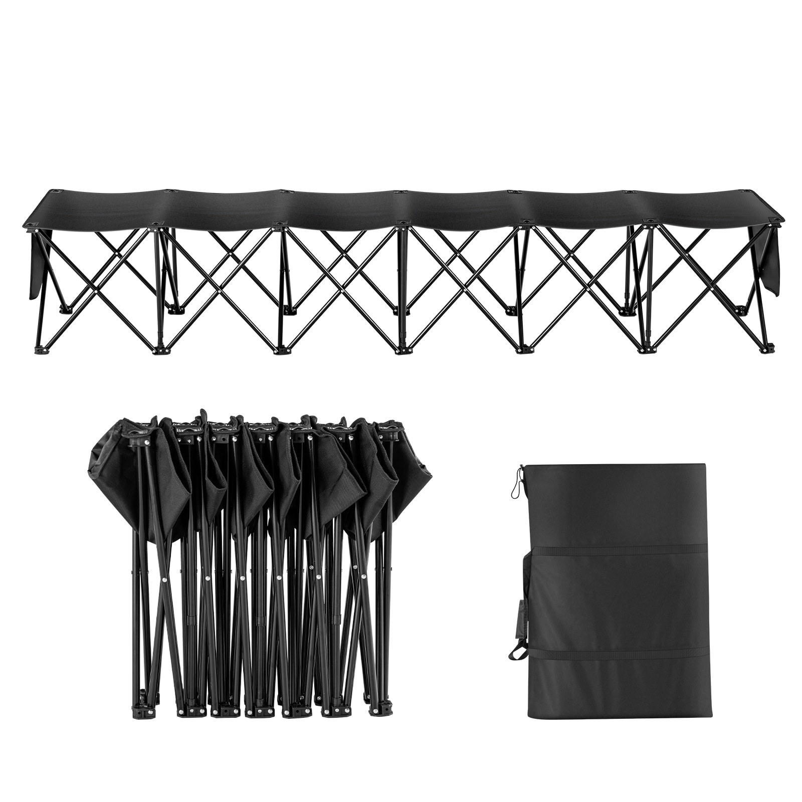 Portable 6 Seat Folding Sport Bench With Carry Bag For Camping_voghion.com